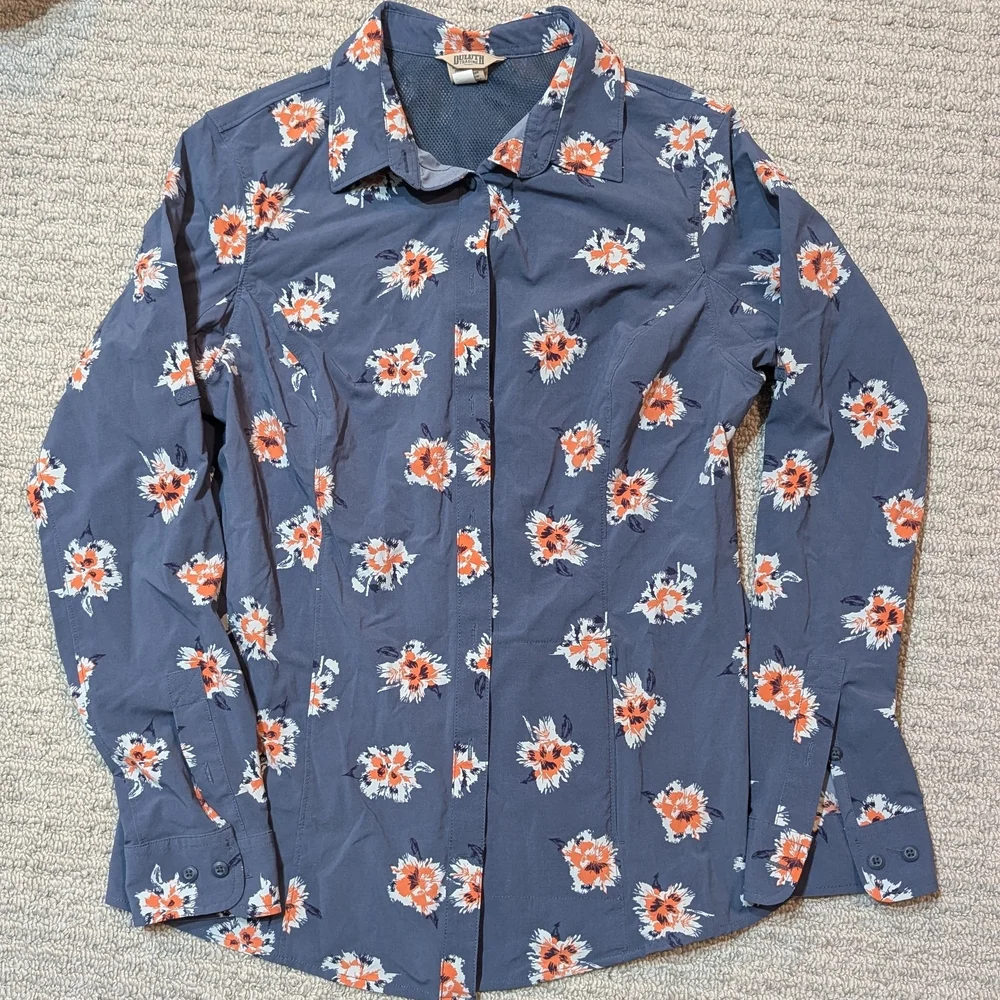 Duluth Trading Company Women Small Floral Hiking Long Sleeve Button Up Shirt - Picture 1 of 4